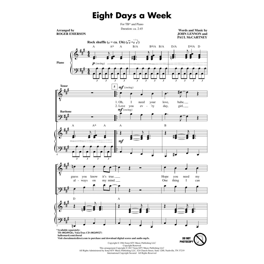 Eight Days A Week (arr. Roger Emerson)